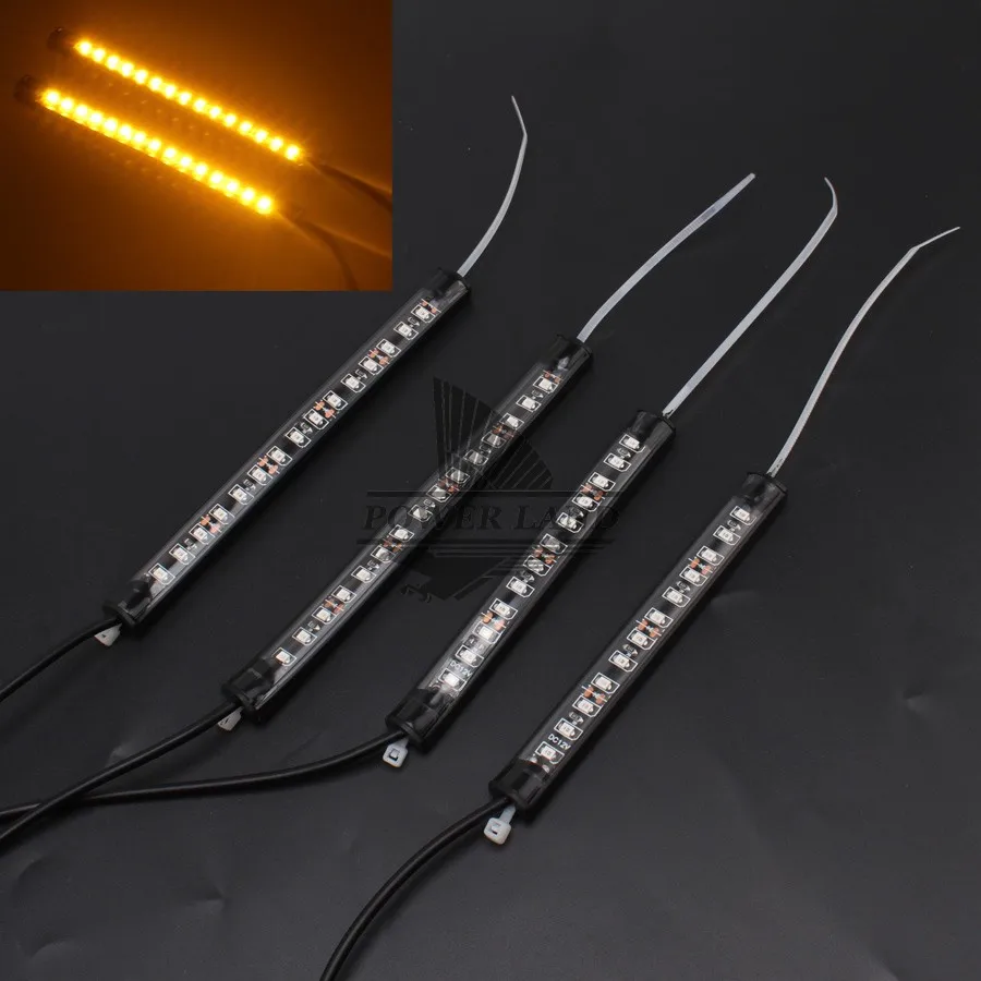 1pair Motorcycle LED Strip Amber Lights Fork Turn Signal Light Kit 39mm
