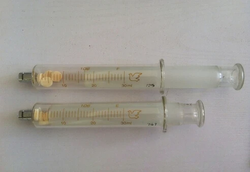 

30ML Glass syringe Luer Lock Head injector sampler dispensing with ink chemical medicine