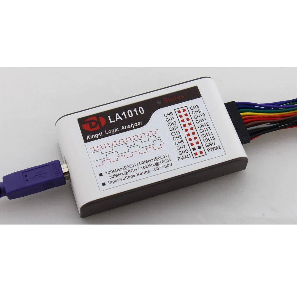 

LA1010 Logic Analyzer 100M Sampling Rate 16 Channels Adjustable Threshold PWM Output