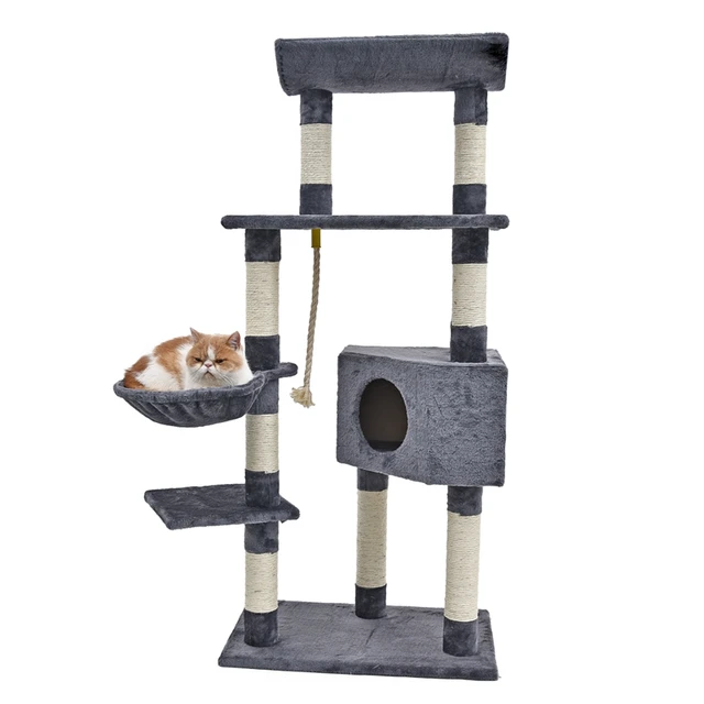Cat Scratching With Hammock Wood Climbing Tree Toy Cat Scratching With Hammock Wood Climbing Tree Toy Post Frame Bowl Pet House