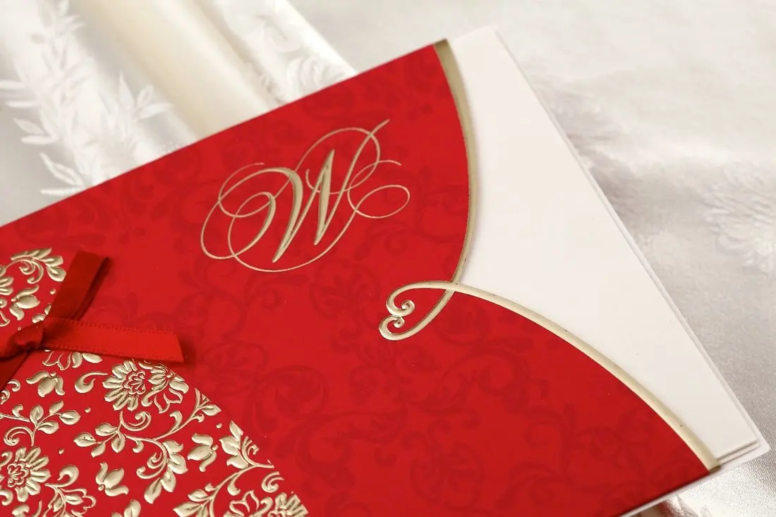  20pcs Traditional Chinese Style Red Wedding Invitations Cards with Envelopes Black & Red Tuxedo & D - 32989764328