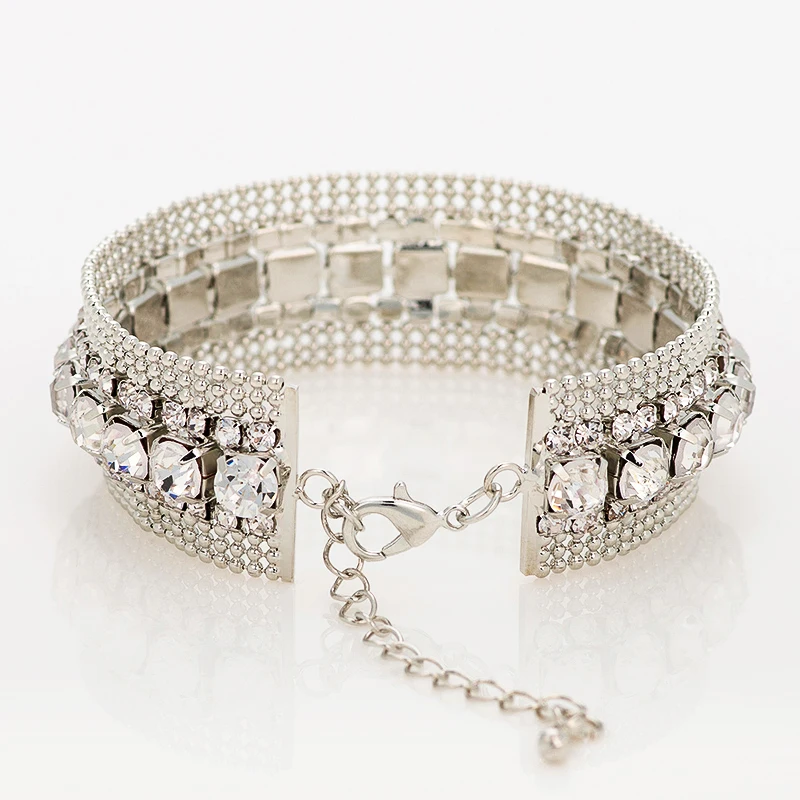 Роскошный браслет с кристаллами для женщин серебряные браслеты и браслеты Femme Свадебные украшения-браслеты
