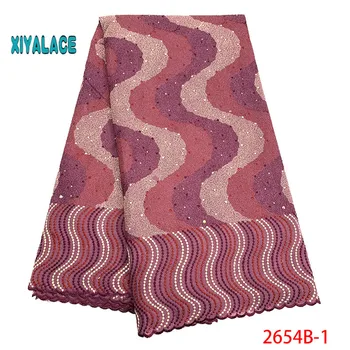 

African Lace Fabric 2019 High Quality Lace Voile Lace Fabric New Design Swiss Voile Lace Switzerland Add Stones YA2654B-1