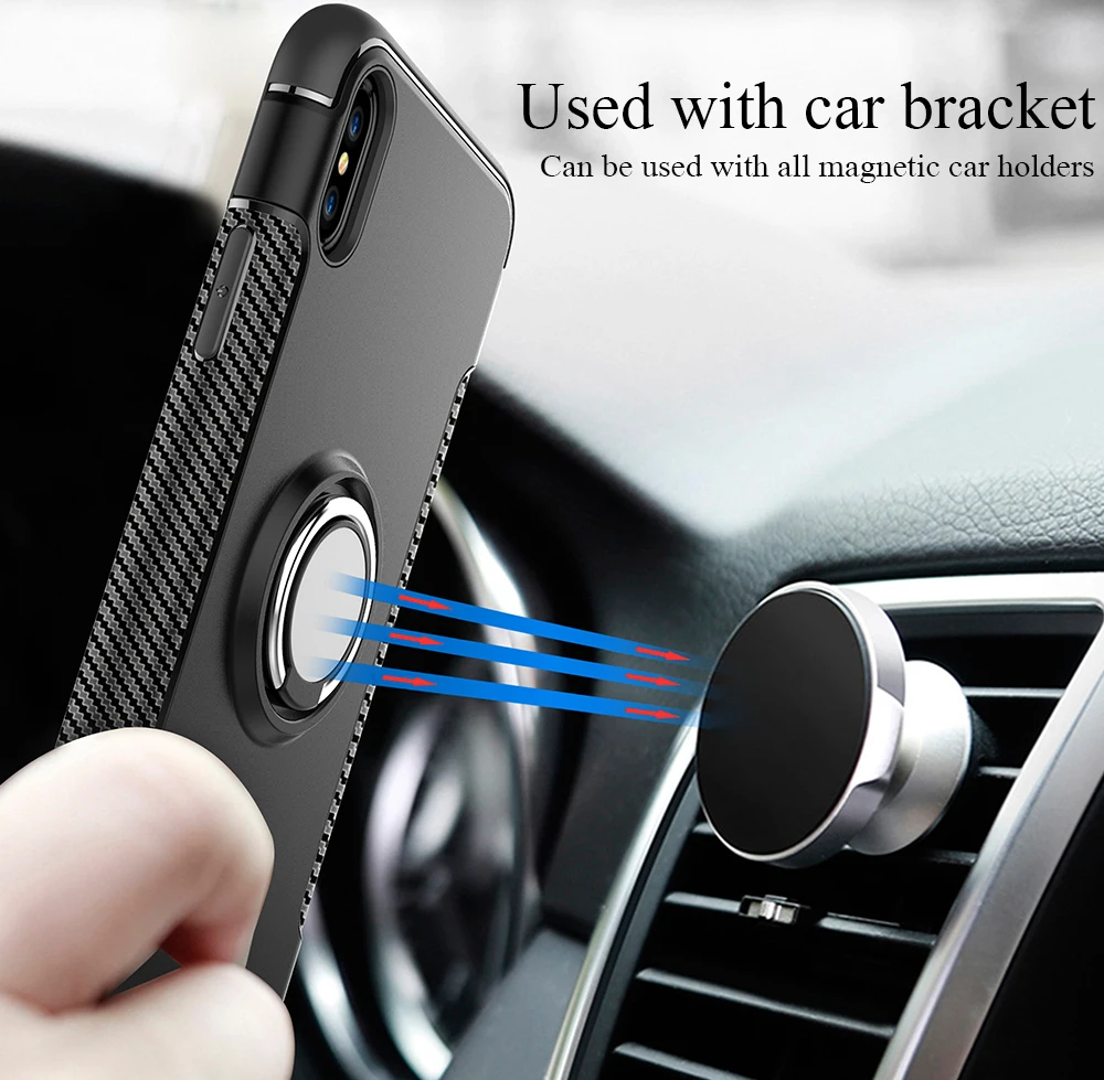 PORTEFEUILLE shockproof armor case for iphone  6 7 8 plus 5 x XR XS MAX luxury metal aluminum bumper cover with ring accessories (1)