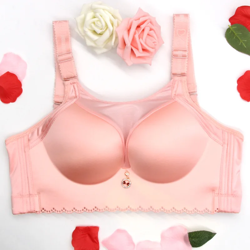 Pink MengShan, нижнее белье для женщин, гладкий, без задника, большой размер, анти-износ, регулируемый бюстгальтер для женщин, без колец, грудь, пластырь, большой размер, бюстгальтер, CDE, чашка - Цвет: Pink