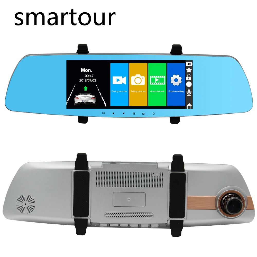

Smartour Car DVR 7" Dash Camera RearView Mirror 1080P Video Recorder Dual Lens Auto Front and Rear Dashcam