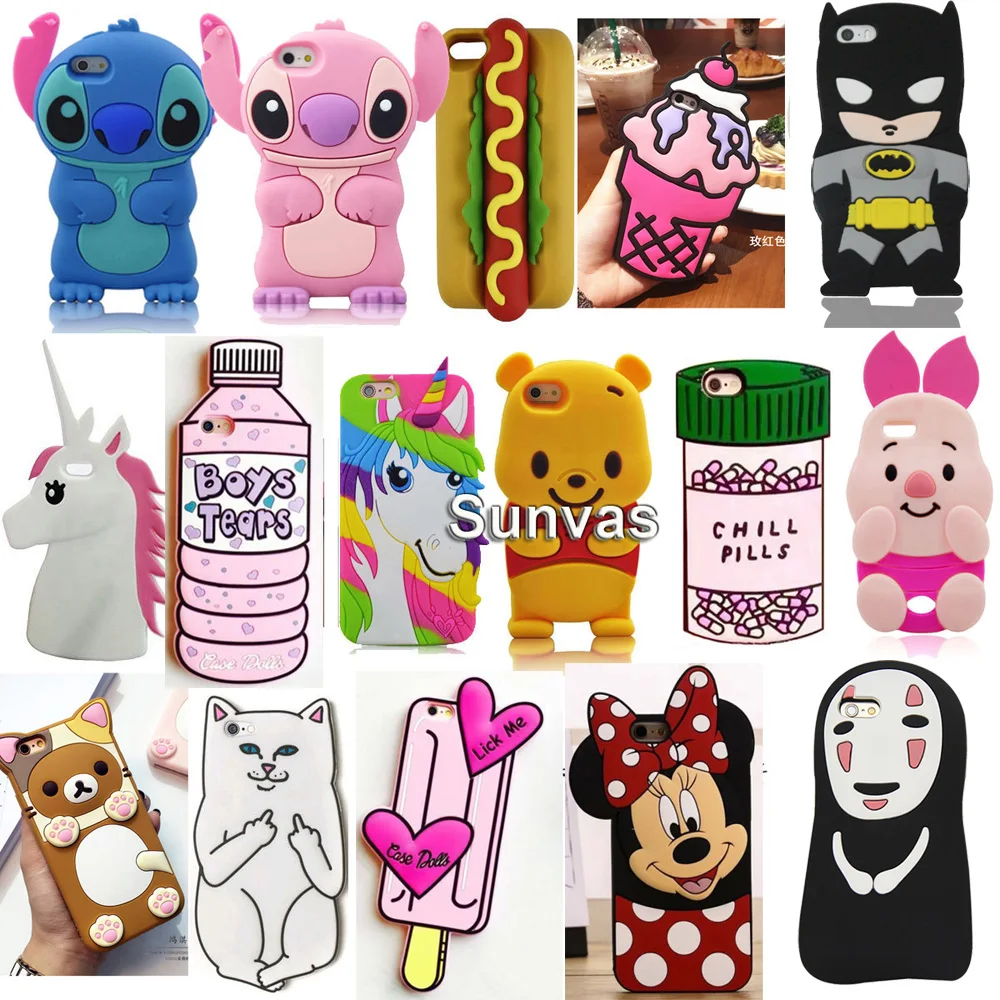 3D Cute Cartoon Animal Soft Silicone Back Cover Shells For iPhone 5 5S 5C SE 6 6 S 7 8 plus 6s Plus Phone Cases Funda Capa Coque