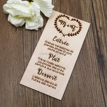 

Rustic Wedding Table Menu Sign and Mini Easel - Laser Cut and Etched on Maple Wood