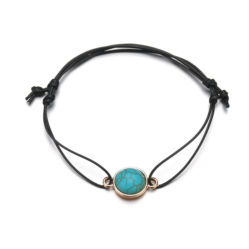 Женский пляжный браслет в стиле бохо ручной работы из камня с волнистой веревкой