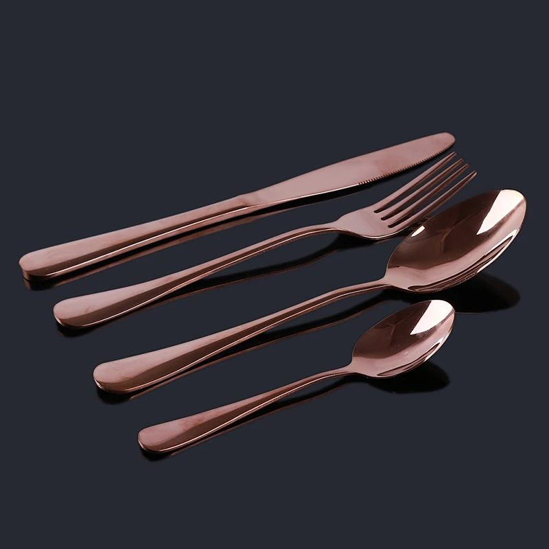 Rose Gold Изысканный 4 шт./компл. многоразовая нержавеющая сталь набор столовых приборов модное розовое столовые приборы с позолотой комплект цвета: золотистый, серебристый Ножи ужин столовые приборы посылка - Цвет: Rose Gold