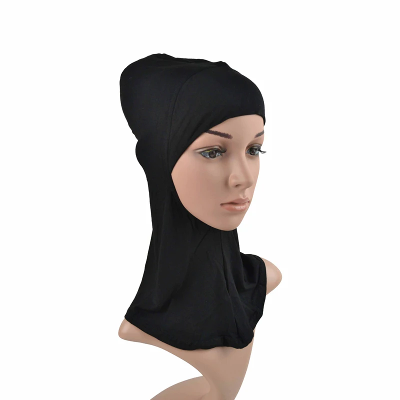 black inner Новые Женские однотонные Макси хиджаб шарфы оверсайз Исламские шали головные обертывания длинные мусульманские потертые натуральные хлопковые смеси хиджабы - Цвет: black inner