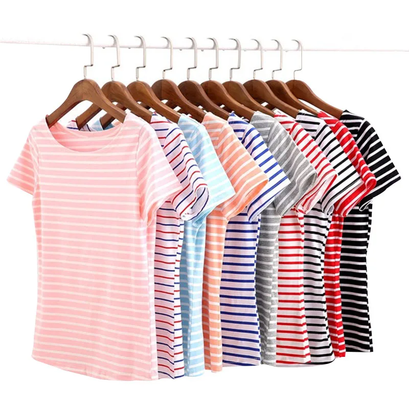 

T Shirt Women Striped 2019 Spring Autumn T-Shirt Female Cotton Top Tee Lady Long Sleeve Camisetas Feminina Slim White Black T83