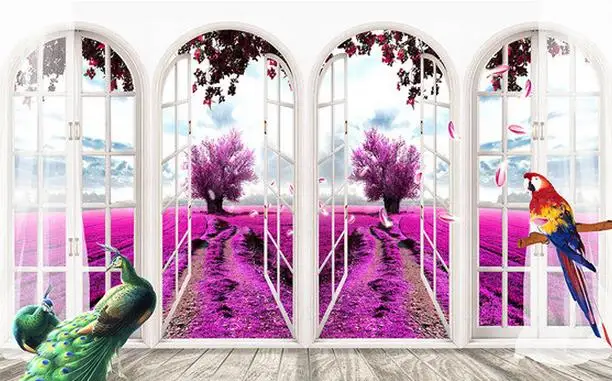 3d индивидуальные обои 3d обои Европейский стиль арки фиолетовый фон деревьев фото 3d обои живые стильные обои