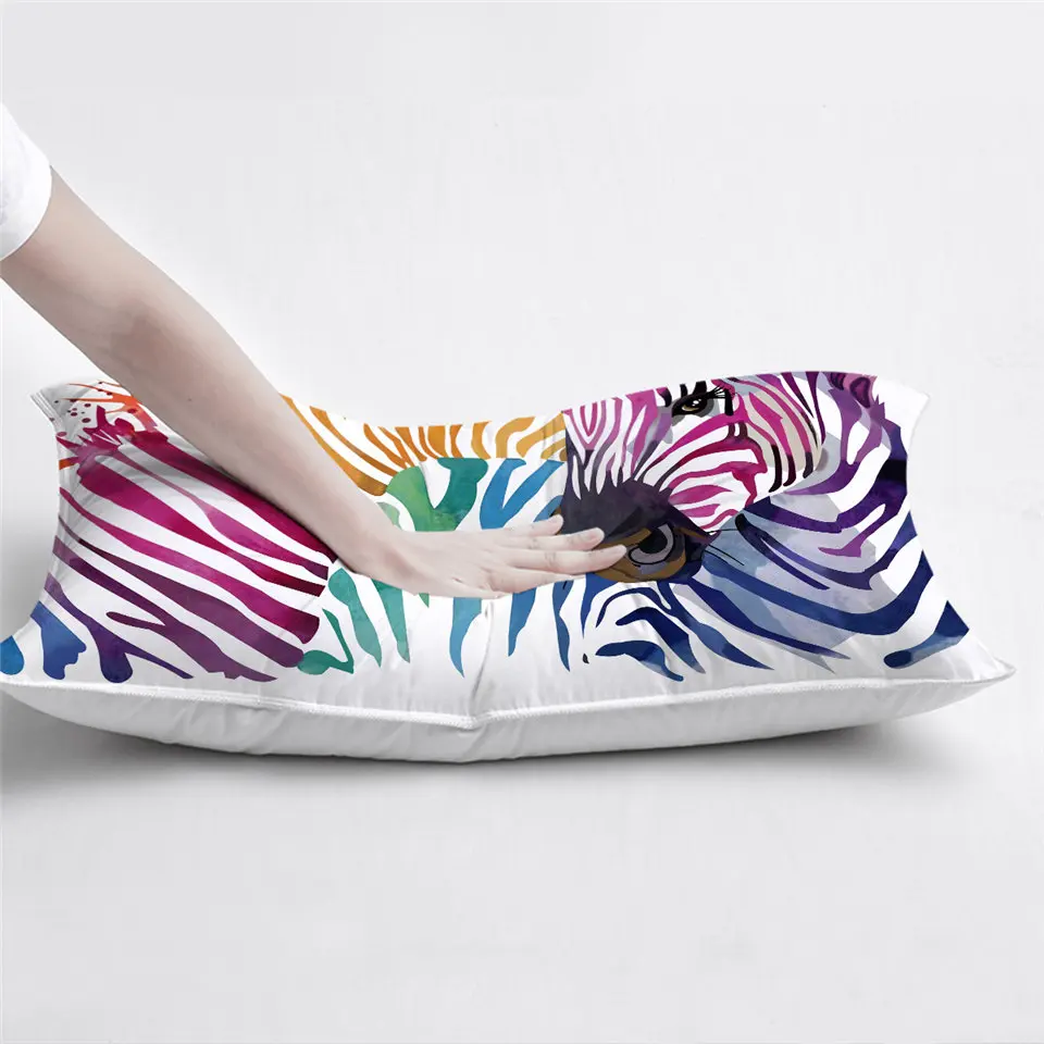 Rainbow BeddingOutlet сафари Зебра спальный заменитель пуха Подушка с животным принтом тела Массажная подушка для шеи 50x75 см акварель постельные принадлежности - Цвет: Rainbow