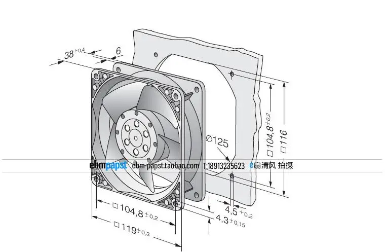Вентилятор охлаждения сервера ebmpapst 4600N AC 115V 20W 119x119x38mm