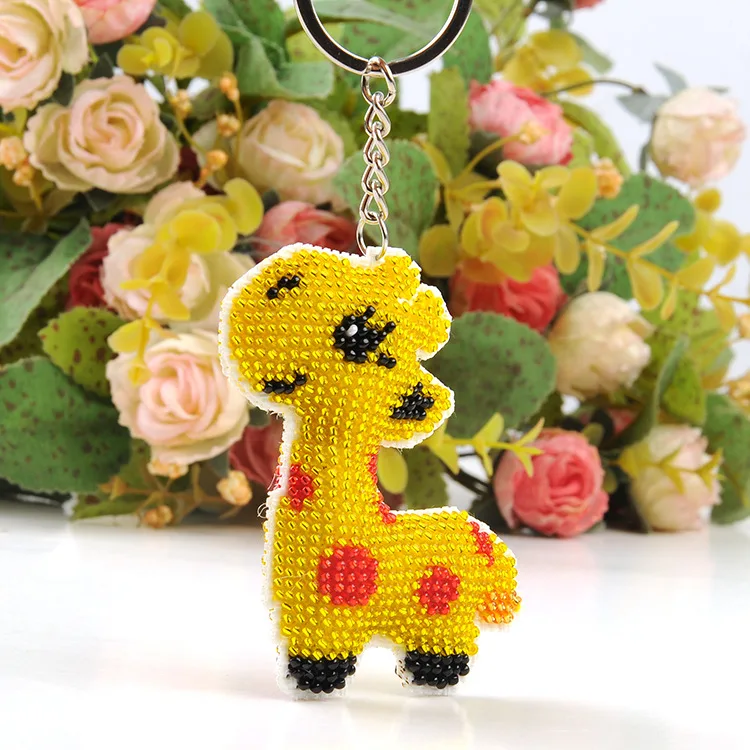 

46 Key Chain Bead Cross Stitch Stamped Needlework Embroidery Crafts Printed Cross-Stitching Kit Chinese Lucky Gift Giraffe