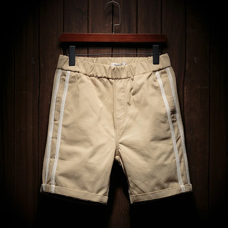 Khaki Мужские хлопковые повседневные шорты новые летние тонкие мужские шорты тренировочные штаны с резинкой в талии шорты тонкие короткие брюки Размер 3XL - Цвет: Khaki