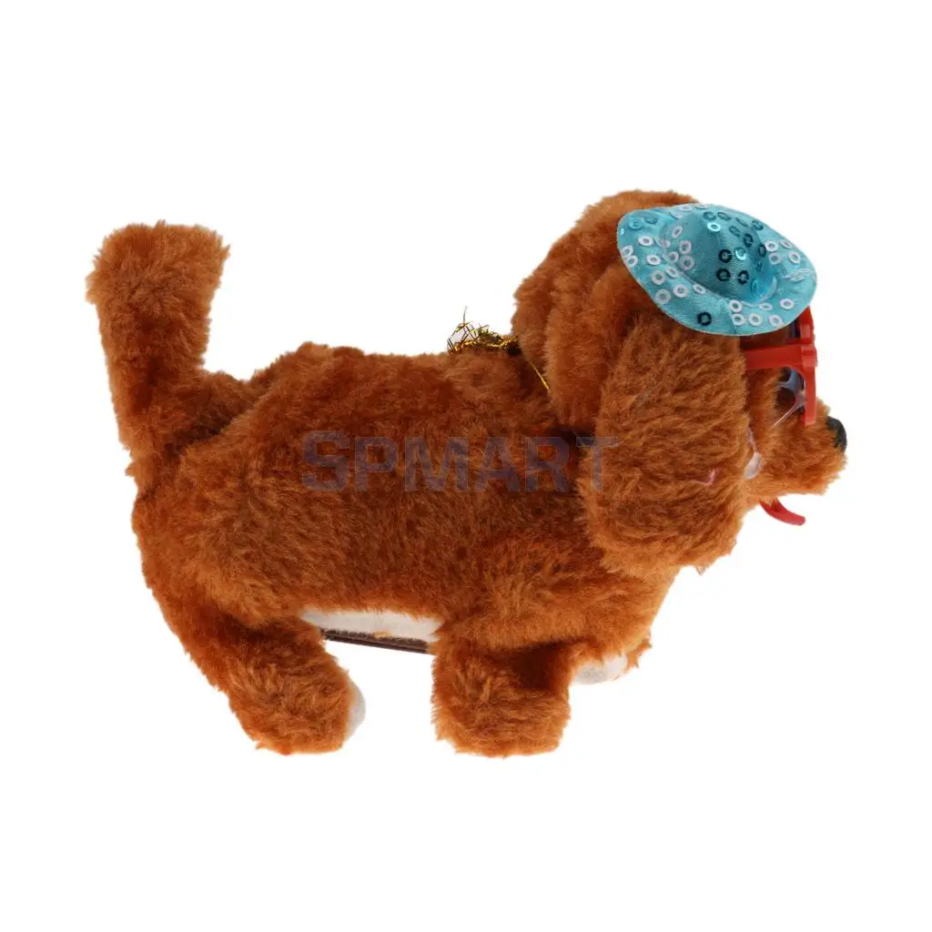 Прогулки лай виляя хвостом Щенок Плюшевые собаки мягкую Животные электронные игрушки шляпе и очки Дети игрушка в подарок