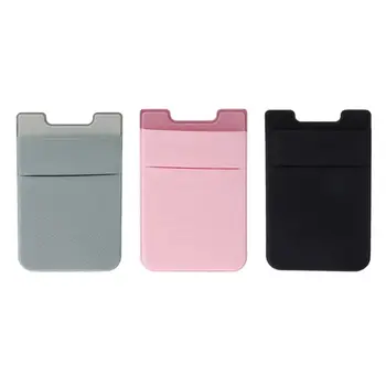 

Fashion New Men Women ID Bus Card Holder For Cell Phone Solid Pocket Adhesive Headset Card Holder Case Pouch Sticker Soft