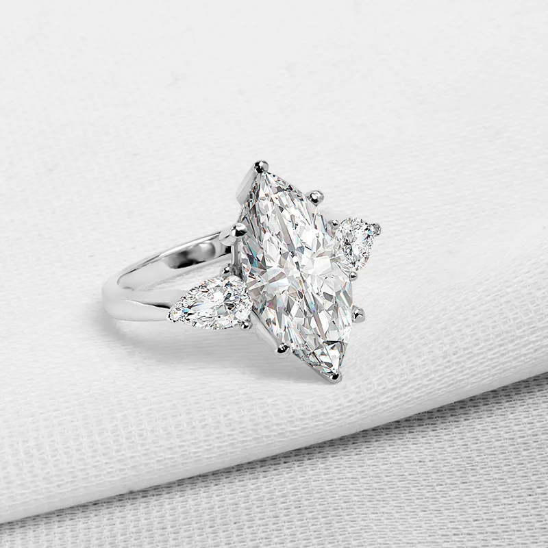 QYI 925 Серебряное кольцо для женщин обручальные кольца 4,5 ct огранка маркиз высшего класса циркон белого золота цвет