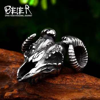 

Beier 316L stainless steel Viking goat sheep head men's pendant necklace Retro Nordic punk high quality jewelry LLLHP078P