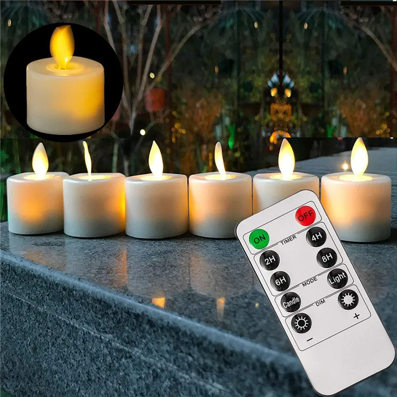 

Pack of 2 Remote or Not Remote Battery Operated Electric Candles Flickering Moving Wick Christmas LED Tea Light Candles
