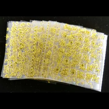 

30Pcs/Lot 3D gold Color Nail Art DIY Tip Sticker Decal Bowtie Heart Lace/Gold Flower 3D Nail Art Stickers Decals