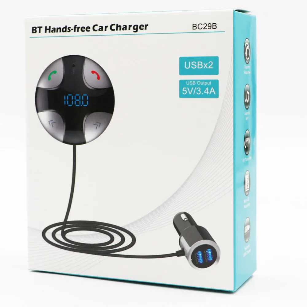 BC29B Bluetooth автомобильный комплект громкой связи fm передатчик A2DP беспроводной