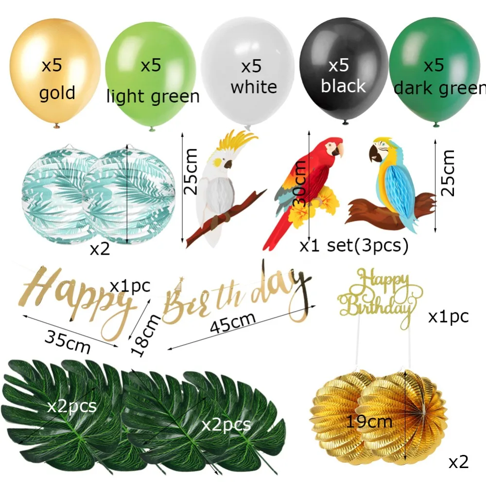 Decoration De Fete D Anniversaire Tropicale Ensemble Jungle Zoo Perroquet Nid D Abeille Banniere Gateau Topper Feuilles De Palmier Safari Douche Decor Nouveau Aliexpress