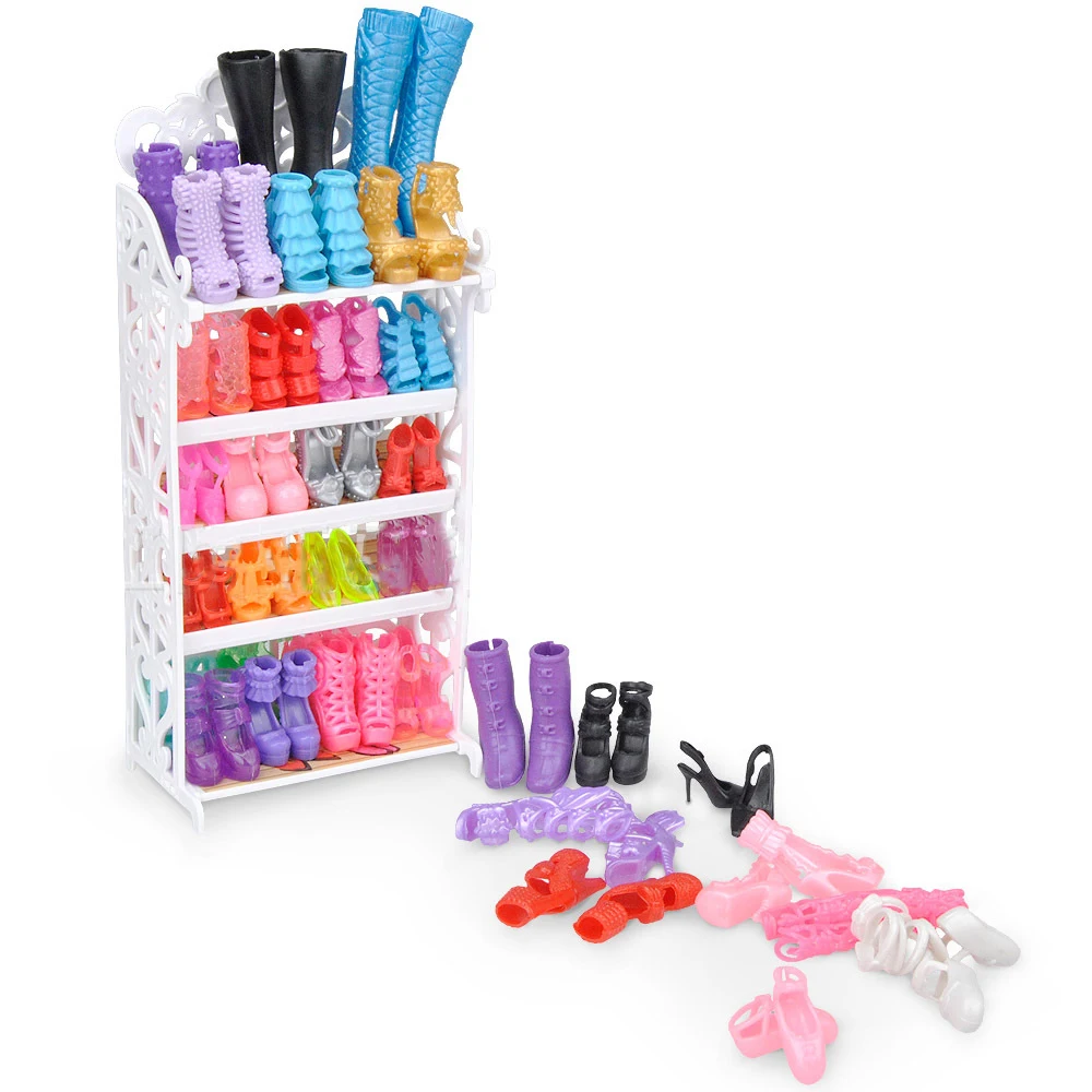 Шкаф для обуви+ 10 пар кукольных туфель модные милые разноцветные туфли для куклы Барби с различными стилей высокого качества игрушки