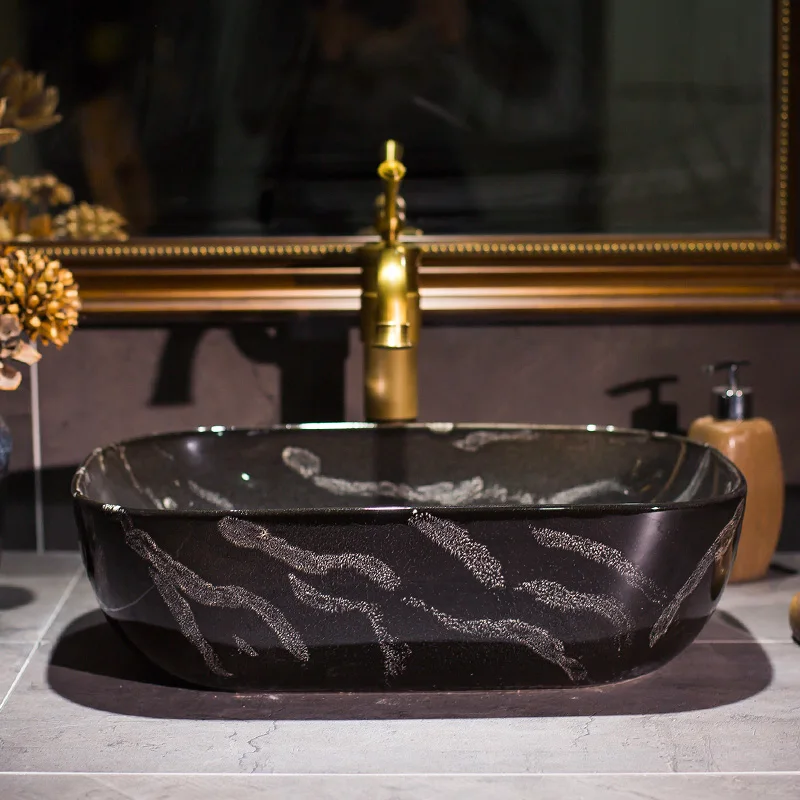 Высокотемпературные глазурованные lavabo Бытовые Маленькие квадратные керамические художественные раковины