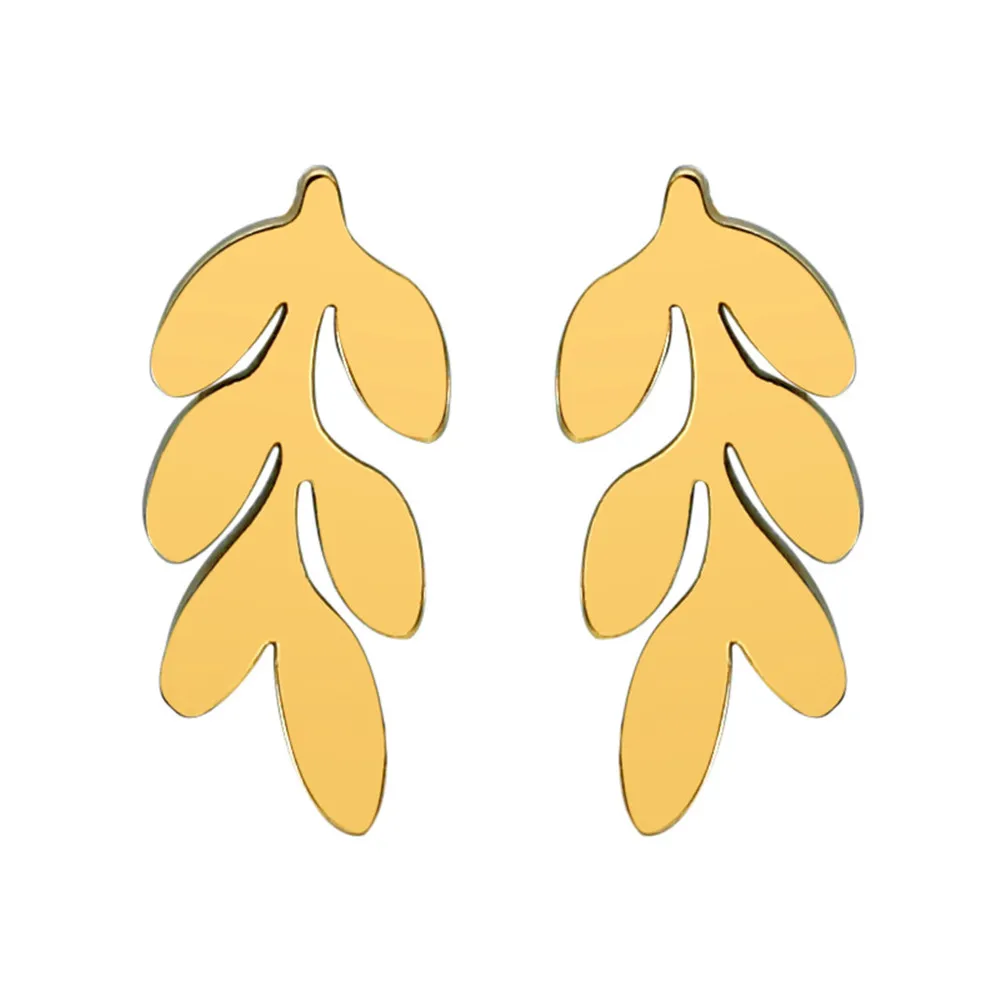 

New titanium steel leaf earrings for women gold silver stainless steel branch earings fashion jewelry accessories gift for women