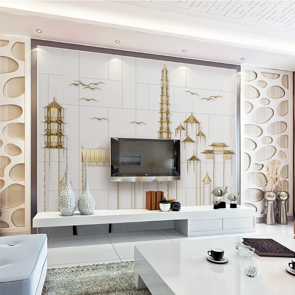 Custom 3d wallpaper modern minimalist metal wrought iron architecture embossed background wall - silk waterproof material Custom 3d wallpaper modern minimalist metal wrought iron architecture embossed background wall - silk waterproof material