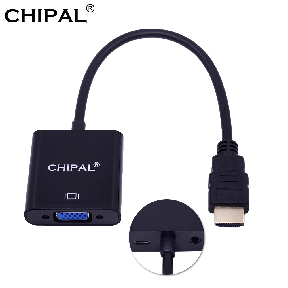 CHIPAL 10 шт. для преобразователя HDMI в VGA с аудиокабелем + блок питания USB PS3 PS4 ПК