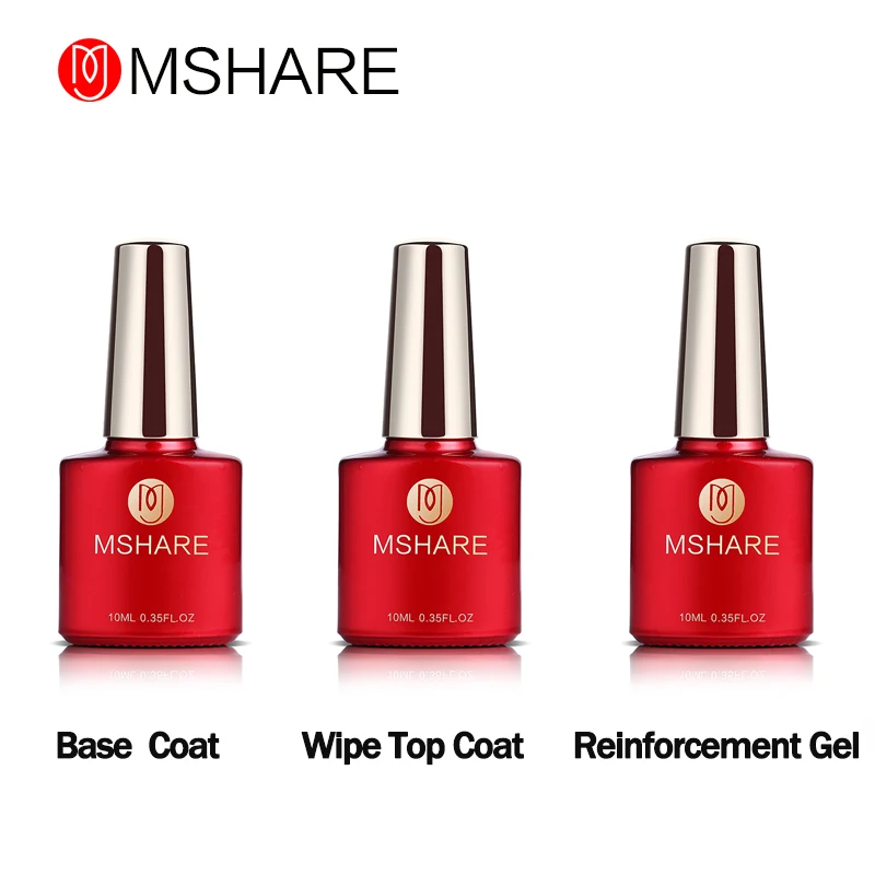

MSHARE 10ML 3pcs/Set Base Coat + Wipe Top Coat + Reinforcement Gel Polish Manicure Germany Health Resin Material 022