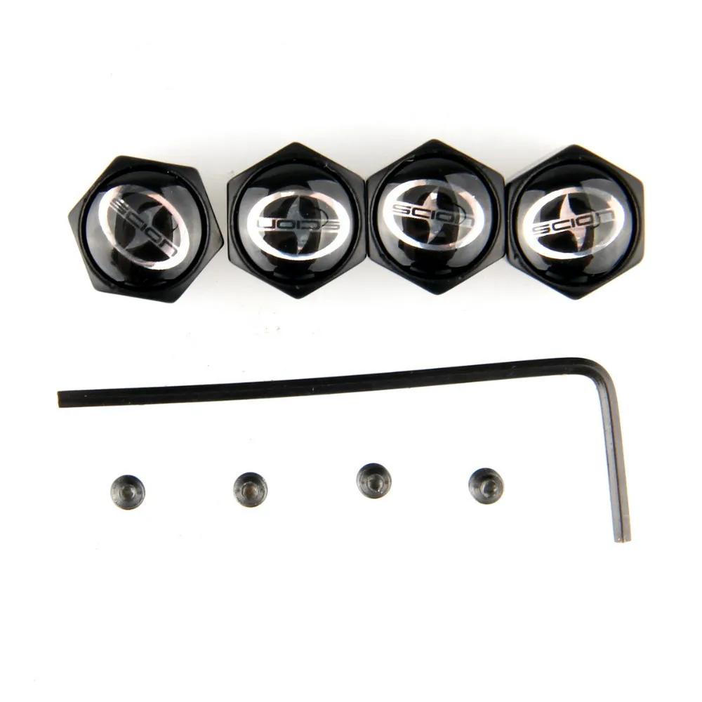 Free Shipping 4Pces Black Anti Theft Locking Car Wheel Tire Valve Tyre Stem Air Caps for Scion with Emblem |
