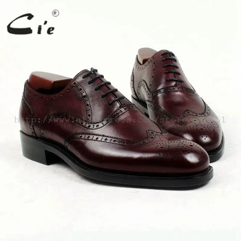 

cie Free Shipping Custom Handmade Leather Upper Inner Outsole Adhesive Craft Men's Dress Oxford Color Coffee Shoe OX418 Wing-tip