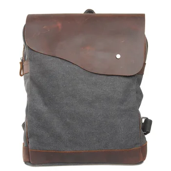

High Quality [Canvas + Real Cow Leather] Luxury Vintage Men Backpack Travel School Bags Large Capacity Laptop Daypack Bookbag