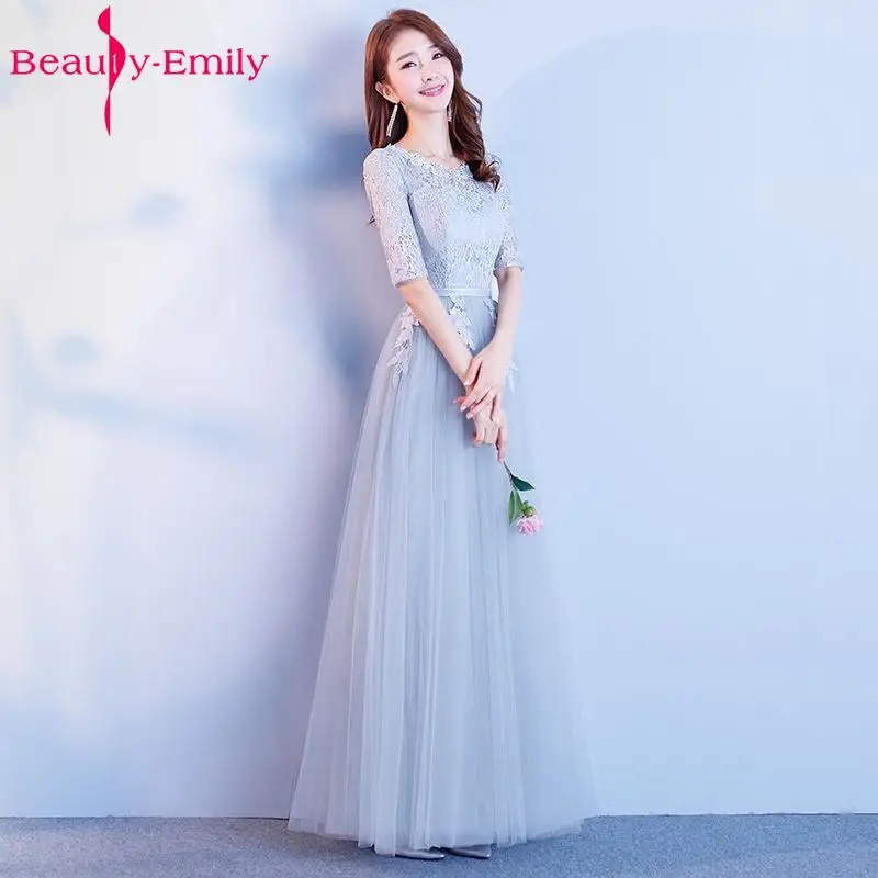 Beauty-Emily, кружевные платья подружек невесты,, горячая распродажа, v-образный вырез, кружева, а-силуэт, вечерние платья, платья для выпускного вечера, Robe De Soiree