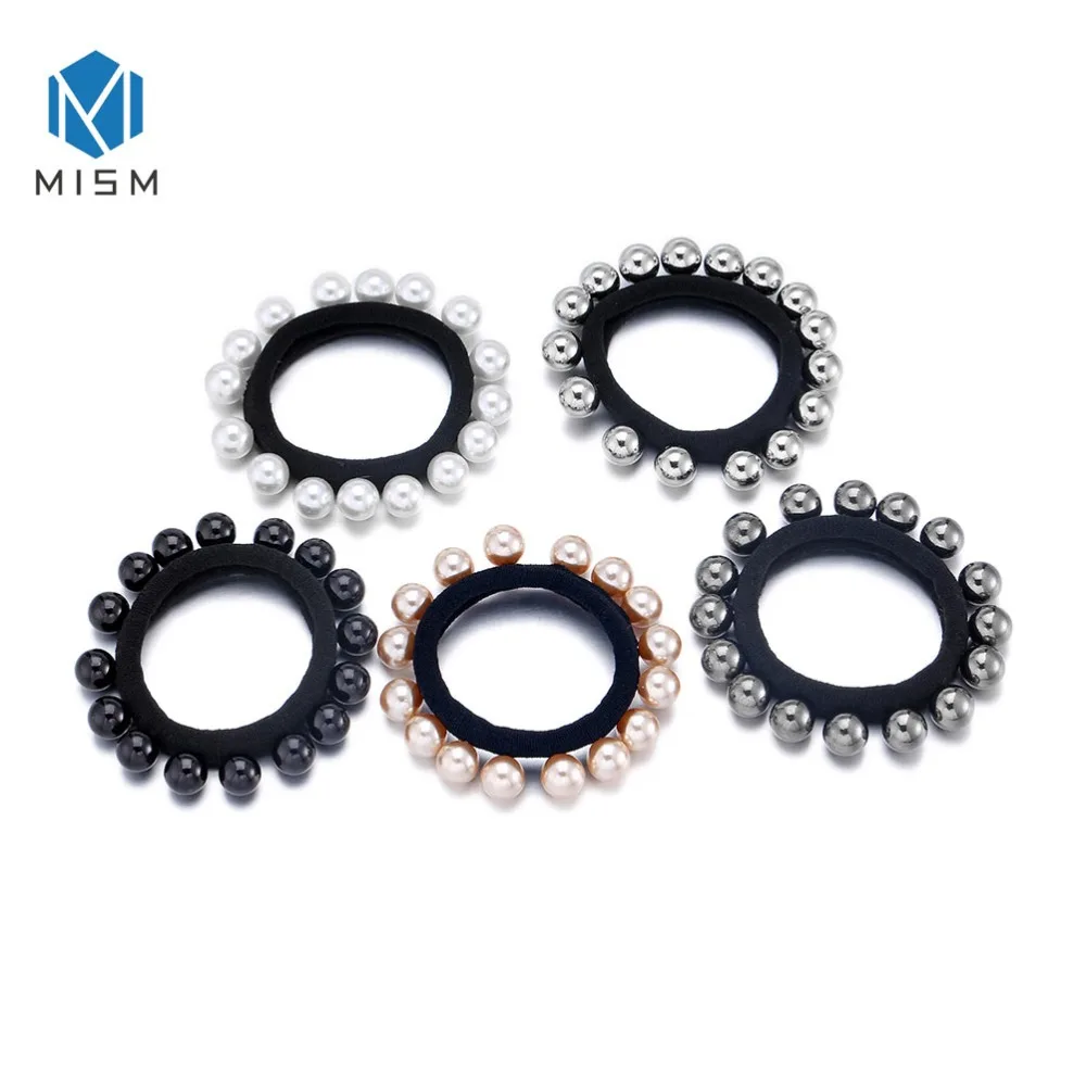 

2 PC Fashion Girl Elastic Hair Band Pearl Silver Hair Rope Elegant Women Hair Accessories Rubber Band Ponytail Hair Holders