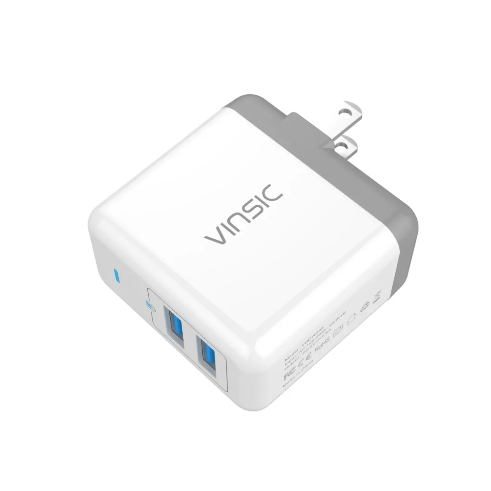 VINSIC 5V 4.8A портативный двойной USB зарядное устройство настенное адаптер для iPad iPhone X