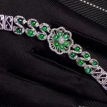 Отличающаяся хорошей устойчивостью натуральный 3 мм изумрудные браслеты s925 стерлингового серебра роскошный однотонный ювелирные украшения для женщин вечерние натуральный зеленый драгоценный камень