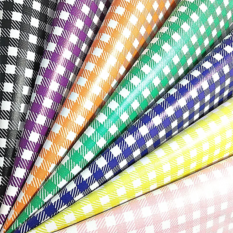 

1PC 21X29CM Synthetic Letaher, Cuero Sintetico Faux Leather Printed Plaids For Making Bows Accessories S229A