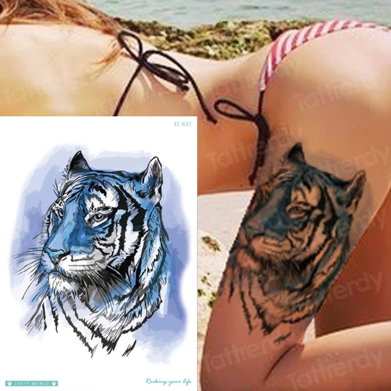 Временная татуировка Тигр водостойкая временная татуировка животные волк лиса moose татуировки Единорог Лошадь сексуальные поддельные тату для женщин девочек