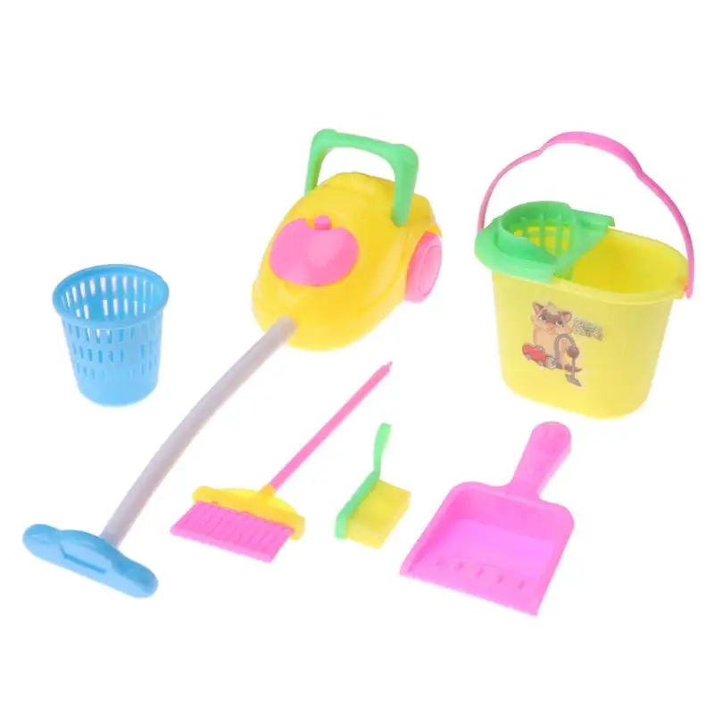 

Children Educational Housework Pretend Play Toys 6pcs/Set Boys Girls Sanitary Cleaning Toy Barrel Brush Household Accessories