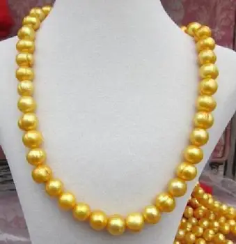 

very beautiful Natural 49inch 9-10South Sea White Pearl Necklace yellow clas !