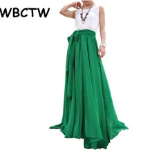 WBCTW Для женщин плиссированные юбки XXS-10XL плюс Размеры Высокая талия длинная юбка однотонные зеленые Повседневное свободные пляжная юбка макси
