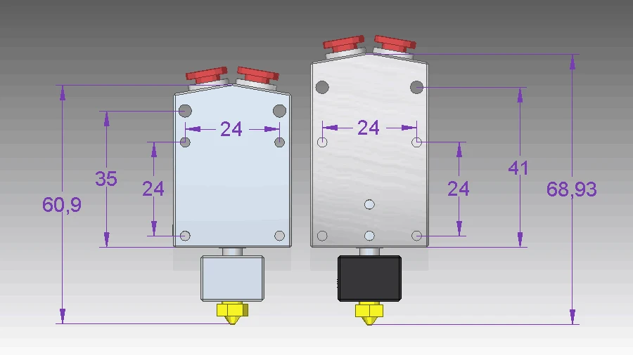 LERDGE 2IN1-V2 Hontend 2 насадки переключение цвета Hotend Diy kit части 3D принтера двойной цвет печатающая головка экструдер 0,4/1,75 мм подарок