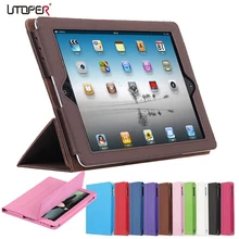 Para apple iPad 2/3/4 Oficial Plegable Folio Elegante Soporte de LA PU Cubierta de cuero para el ipad 3 del ipad 4 con Retina Display Pouch Bolsa caso