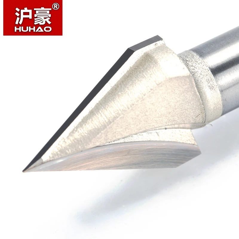 HUHAO 1pcs 1/2&quot 1/4&quot Shank 60 Deg V Type slotting cutter Tungsten Router Bits for wood Woodworking Carving Tool|tungsten router bits|router